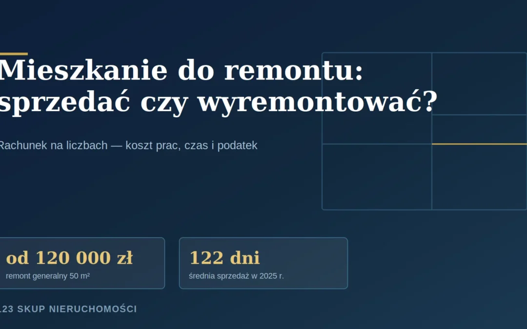 Mieszkanie do remontu — sprzedać czy wyremontować? [2026]