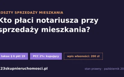 Kto płaci notariusza przy sprzedaży mieszkania? Taksa, PCC i opłaty [2026]