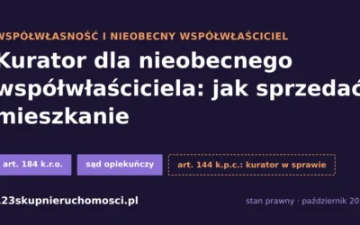 Kurator dla nieobecnego współwłaściciela: kto go ustanawia i jak sprzedać mieszkanie [2026]