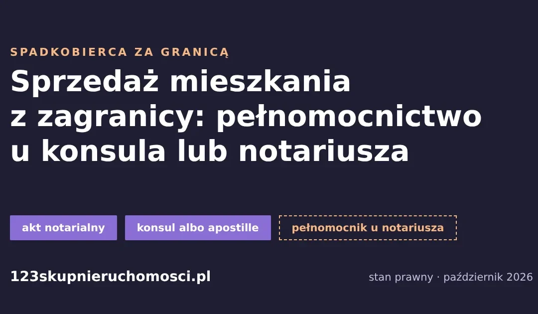 Sprzedaż mieszkania z zagranicy: pełnomocnictwo w formie aktu notarialnego u konsula lub notariusza